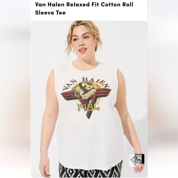 torrid Tops - Torrid White Van Halen "1984" Retro Rock Graphic Sleeveless Tee NWT Size 2X